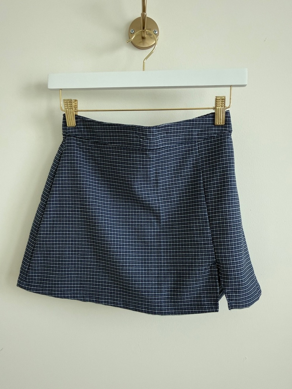 Navy Plaid A-line Mini Skort